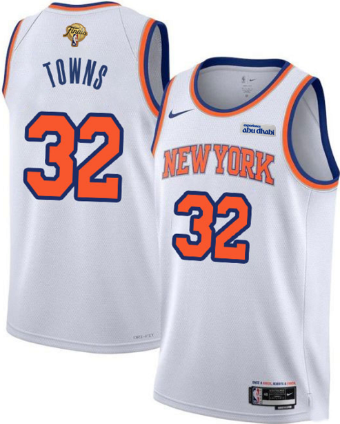 New Yok Knicks #32 Karl-Anthony Towns White 2026 Finals Patch Association Edition Stitched Basketball Jersey