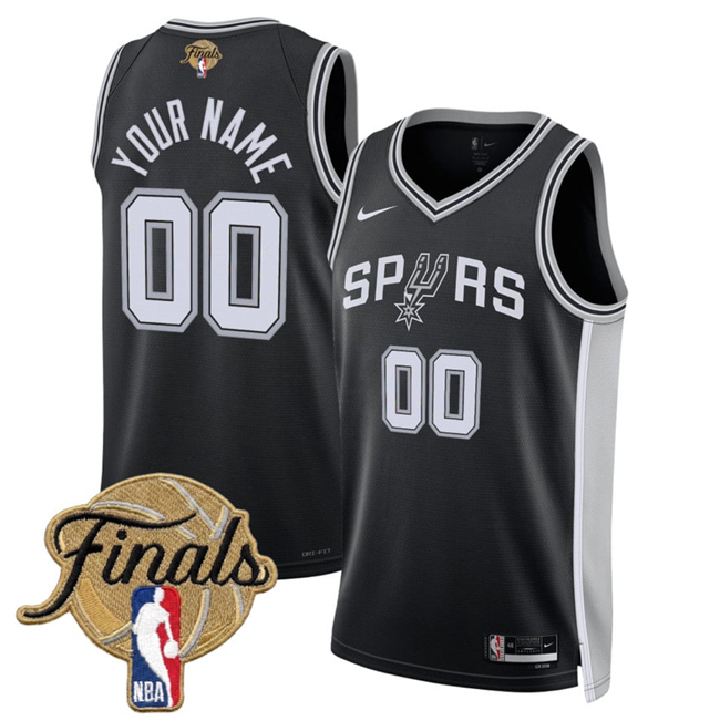 Men's San Antonio Spurs Active Player Custom Black 2026 Finals Patch Icon Edition Stitched Basketball Jersey
