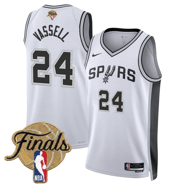 Men's San Antonio Spurs #24 Devin Vassell White 2026 Finals Patch Association Edition Stitched Basketball Jersey