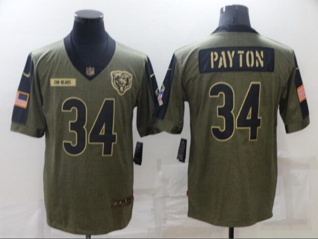 Men's Chicago Bears 34 Walter Payton Nike Olive 2021 Salute To Service Retired Player Limited Jersey