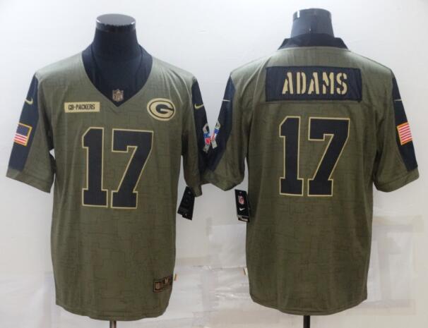 Men's Green Bay Packers 17 Davante Adams Nike Olive 2021 Salute To Service Limited Player Jersey