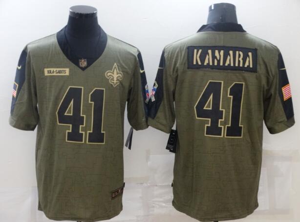 Men's New Orleans Saints 41 Alvin Kamara Nike Olive 2021 Salute To Service Limited Player Jersey