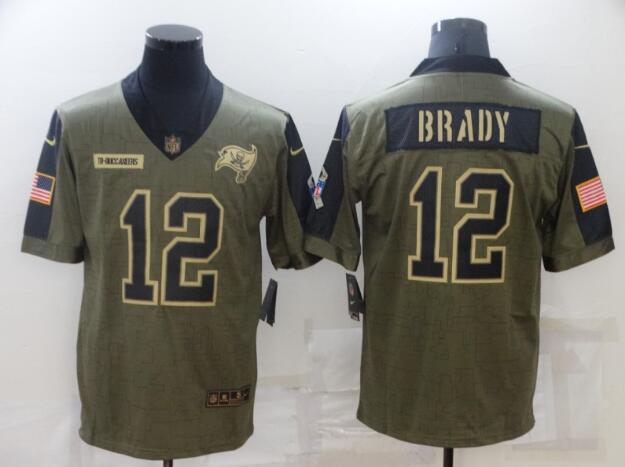 Men's Tampa Bay Buccaneers 12 Tom Brady Nike Olive 2021 Salute To Service Limited Player Jersey